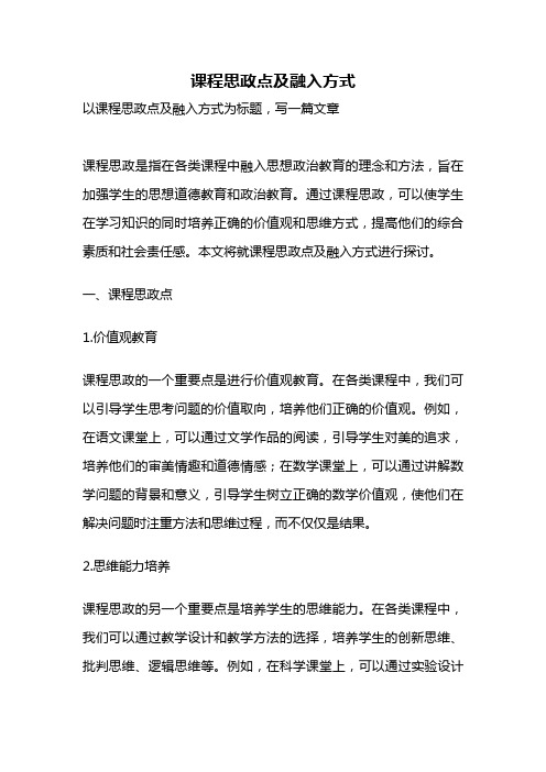 课程思政点及融入方式