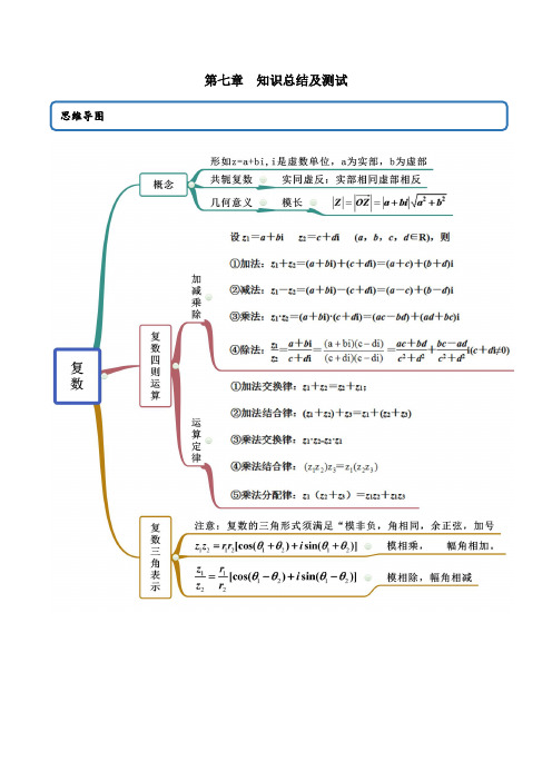 高中数学必修二  第七章 知识总结及测试(含答案)