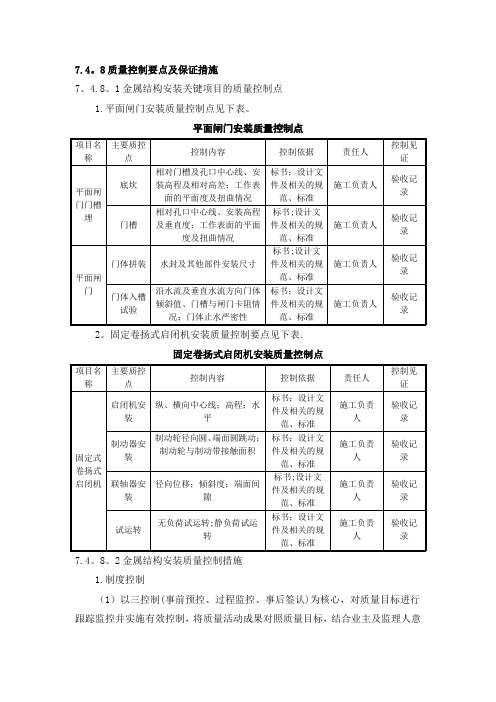 闸门、启闭机、门机安装施工质量及安全控制要点(DOC)