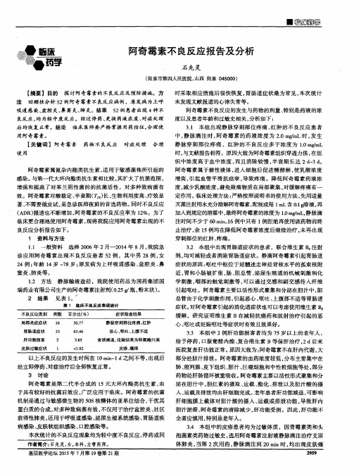 阿奇霉素不良反应报告及分析