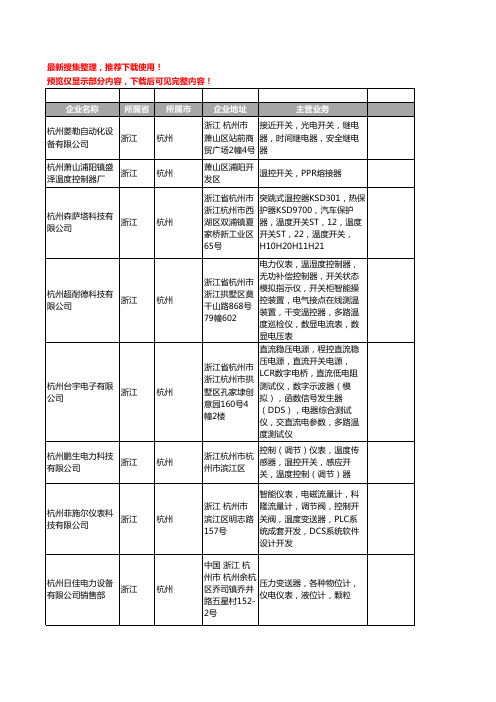 新版浙江省杭州温度开关工商企业公司商家名录名单联系方式大全34家