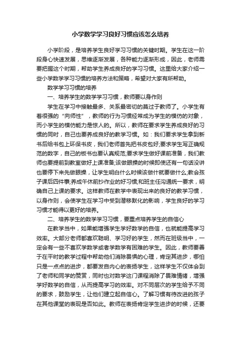 小学数学学习良好习惯应该怎么培养