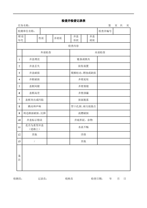 检查井检查记录表