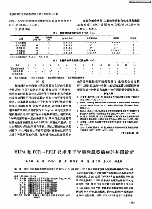 MLPA和PCR-RFLP技术用于脊髓性肌萎缩症的基因诊断