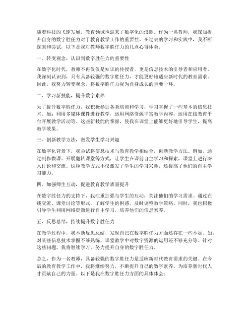 教师数字胜任力心得体会