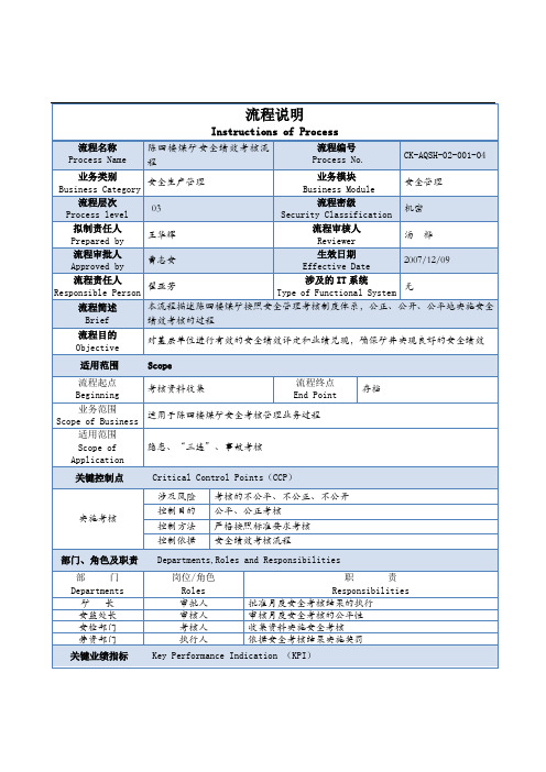 陈四楼煤矿安全绩效考核流程