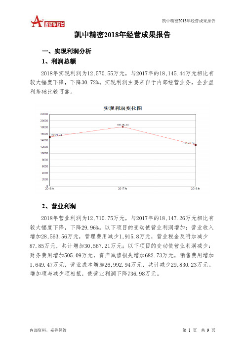 凯中精密2018年经营成果报告-智泽华
