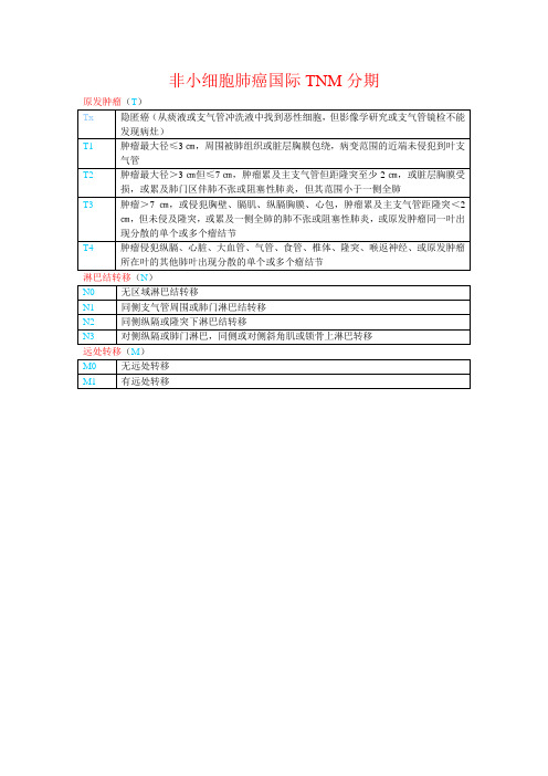 非小细胞肺癌国际TNM分期