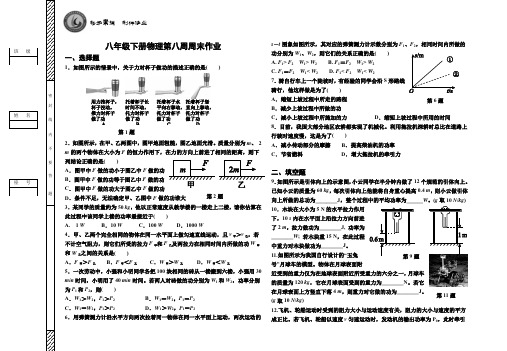 八下物理周末作业八