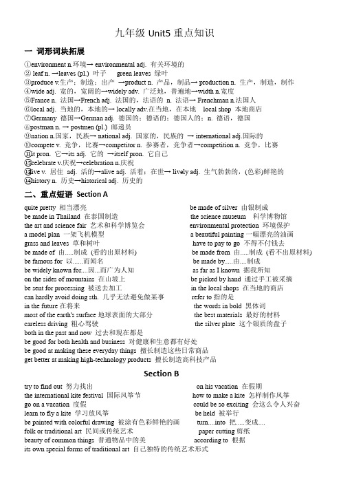 Unit5重点知识人教版九年级英语全册