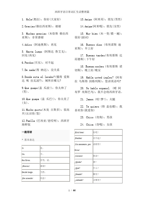 西班牙语日常词汇生活整理篇