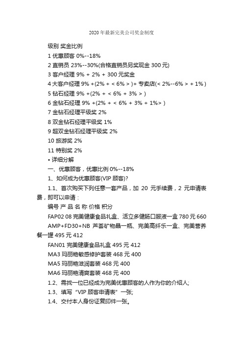 2020年最新完美公司奖金制度_规章制度_