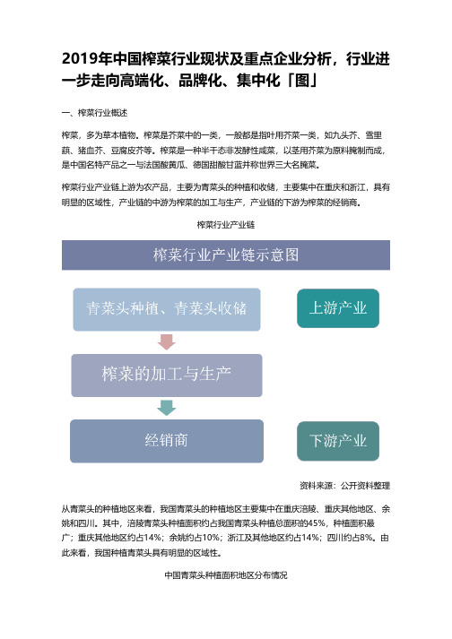 2019年中国榨菜行业现状及重点企业分析,行业进一步走向高端化、品牌化、集中化「图」