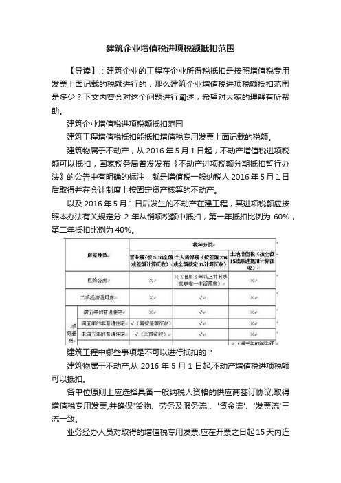 建筑企业增值税进项税额抵扣范围