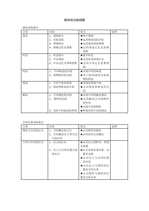 感知觉训练主要内容及方法