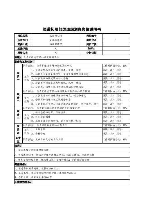 渠道拓展部渠道规划岗位职责(2页)