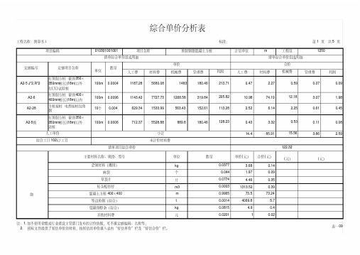 桩综合单价分析表