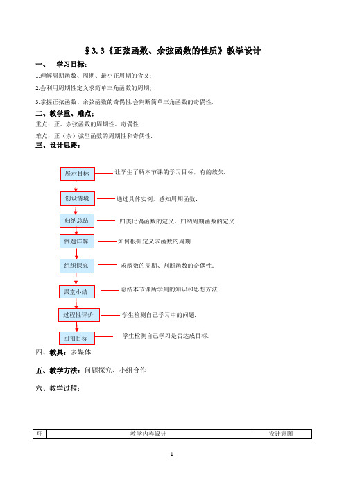 正弦函数余弦函数的性质教学设计