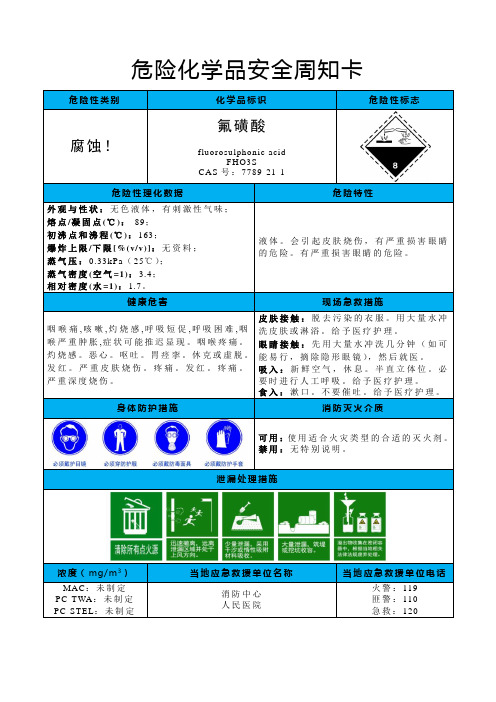 氟磺酸-危险化学品安全周知卡