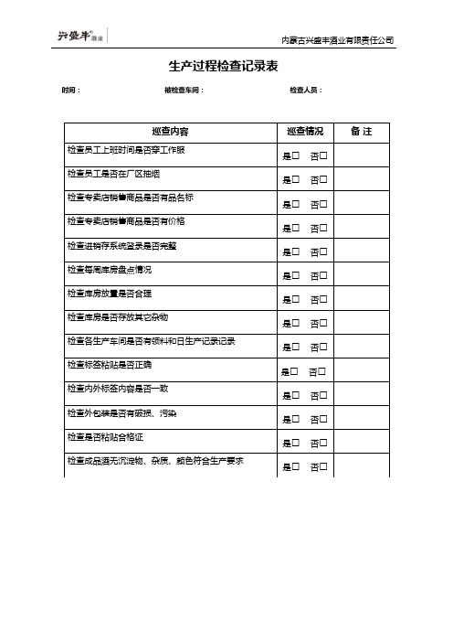 生产过程检查记录表