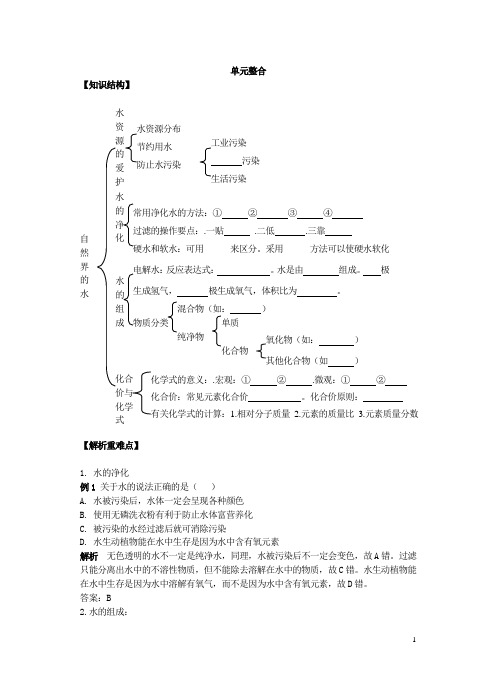 九年级化学人教版上册第四单元四单元整合