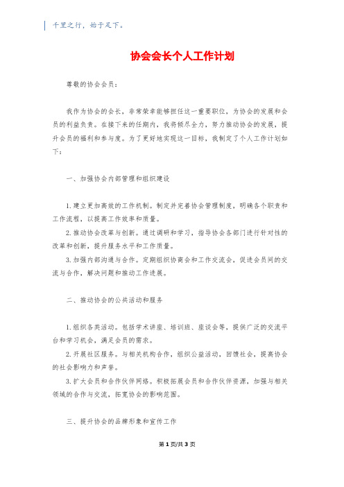 协会会长个人工作计划