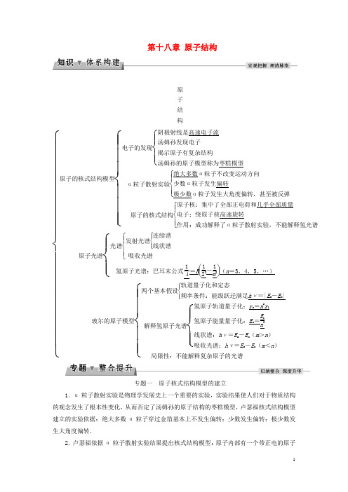 2017_2018学年高中物理第十八章原子结构本章优化总结教师用书