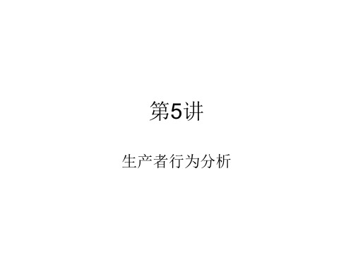 第5章 生产者行为分析