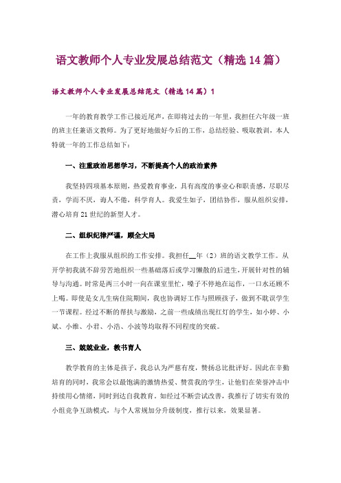 语文教师个人专业发展总结范文(精选14篇)_2