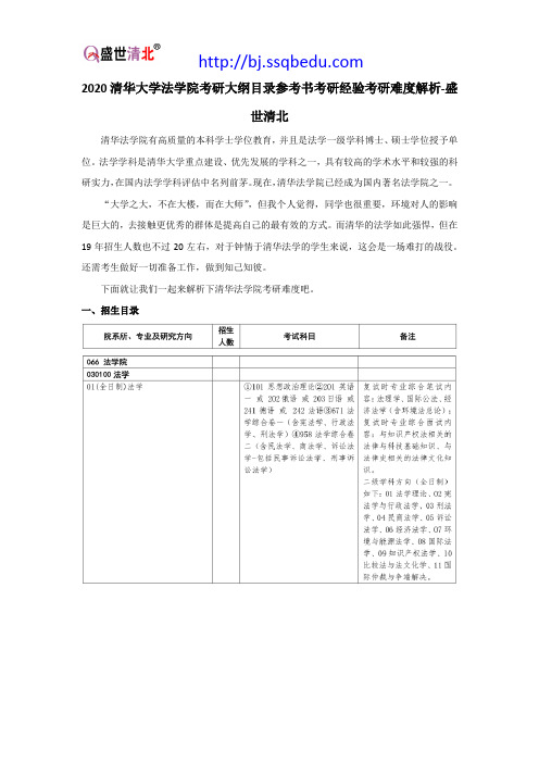 2020清华大学法学院考研大纲目录参考书考研经验考研难度解析-盛世清北