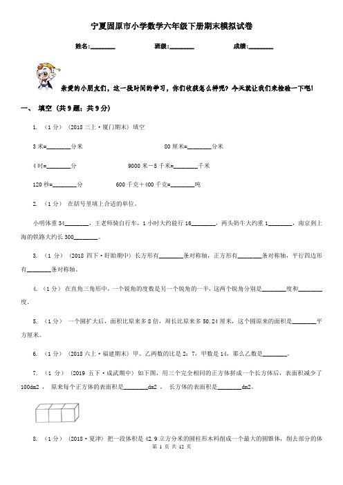 宁夏固原市小学数学六年级下册期末模拟试卷