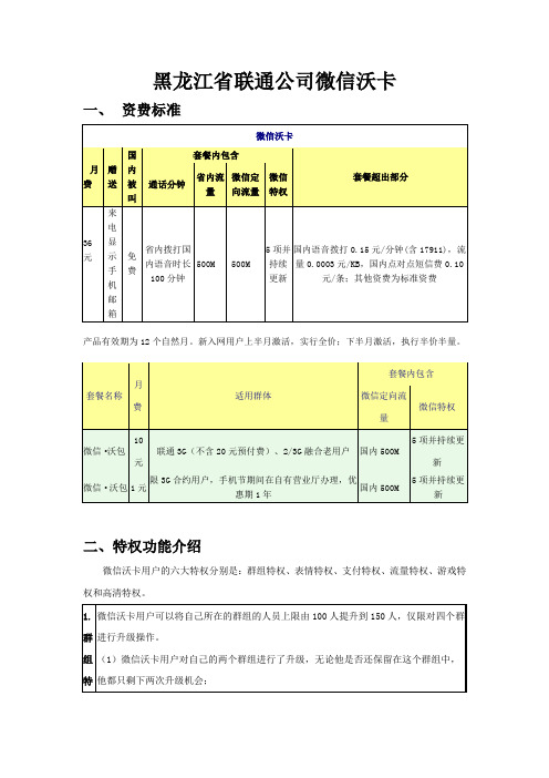 黑龙江省联通公司微信沃卡