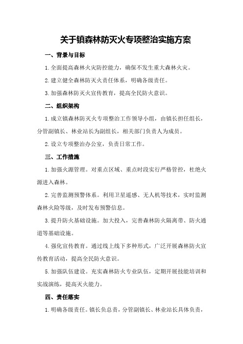 关于镇森林防灭火专项整治实施方案