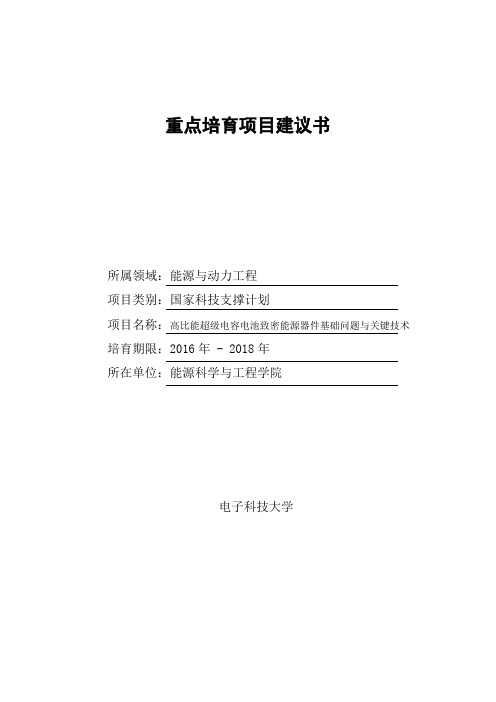 高比能超级电容电池致密能源器件基础问题与关键技术项目建议书