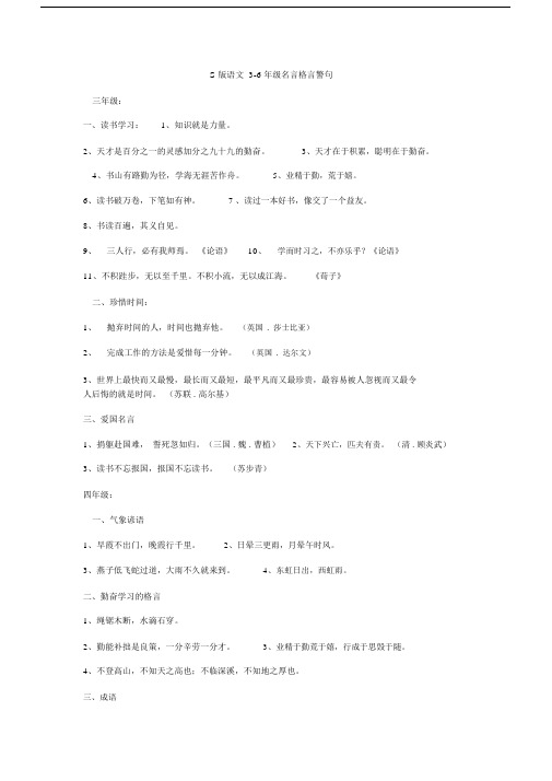 s版小学语文3-6级名言格言警句.docx