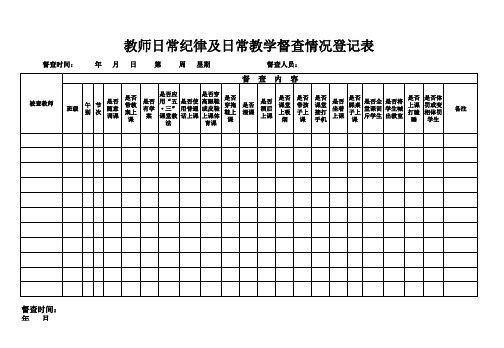 教室日常纪律及日常教学督查情况登记表