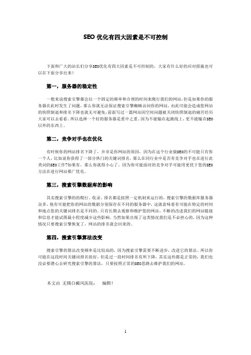 SEO优化有四大因素是不可控制