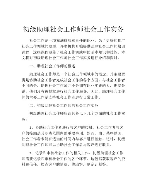 初级助理社会工作师社会工作实务