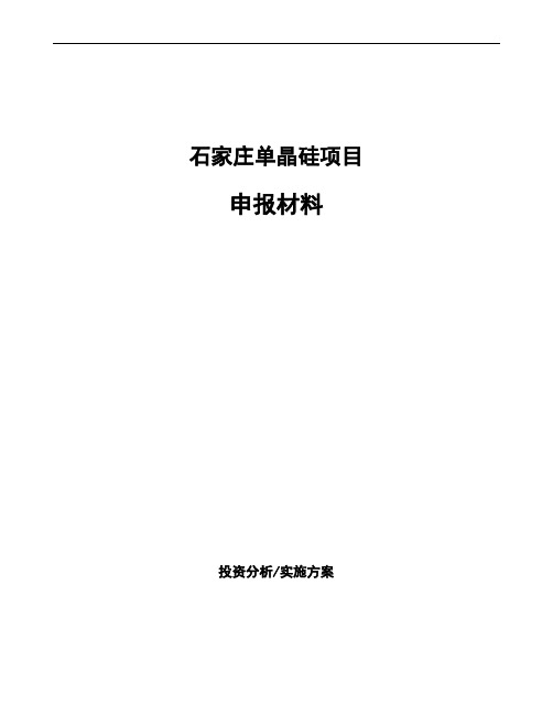 石家庄单晶硅项目申报材料