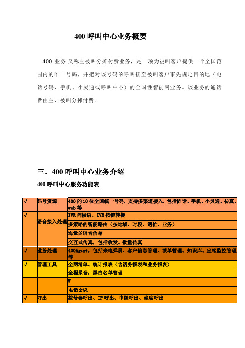 400呼叫中心功能