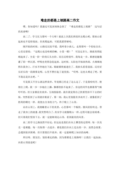 难走的都是上坡路高二作文