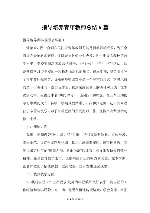 指导培养青年教师总结5篇