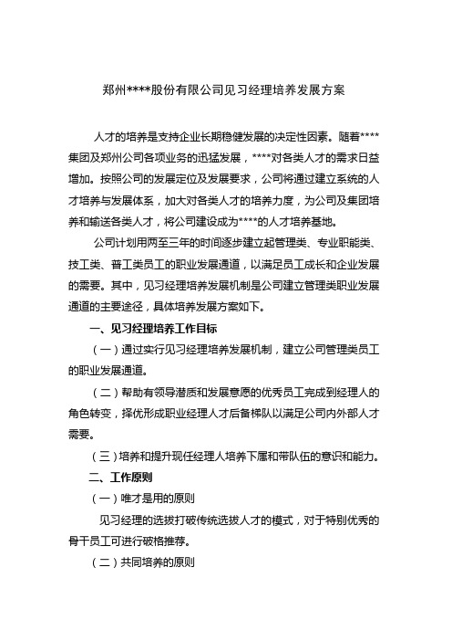 公司见习经理培养发展方案