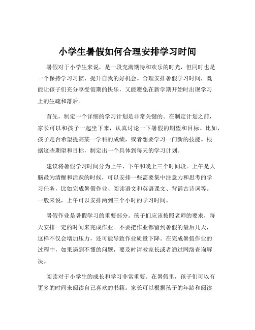 小学生暑假如何合理安排学习时间