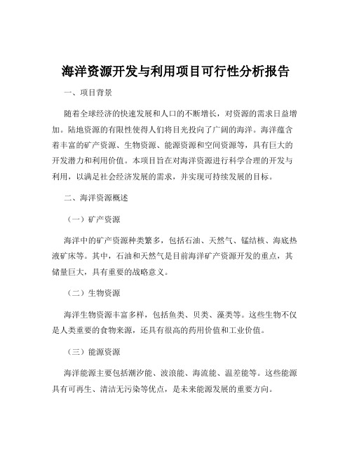 海洋资源开发与利用项目可行性分析报告