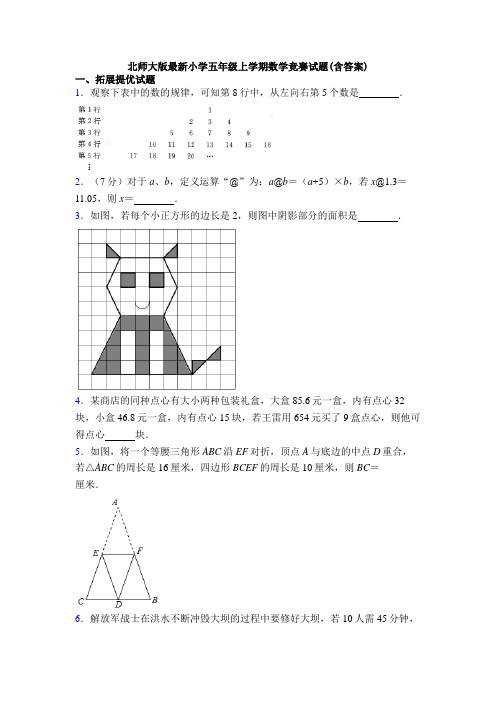 北师大版最新小学五年级上学期数学竞赛试题(含答案)