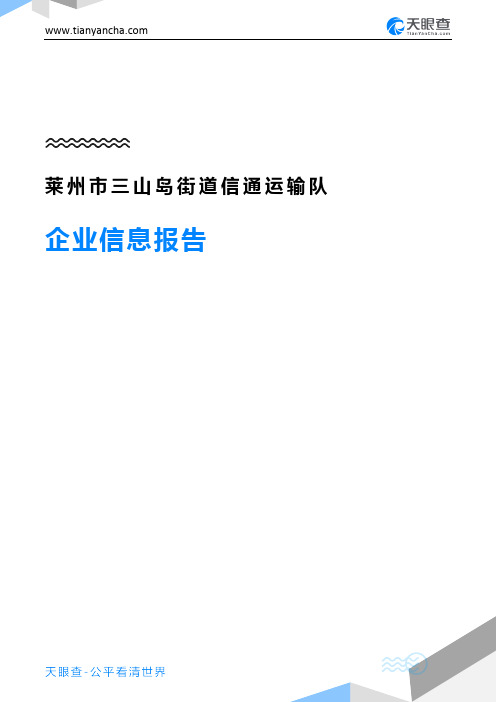 莱州市三山岛街道信通运输队企业信息报告-天眼查