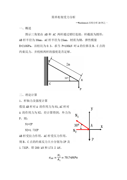 Workbench结构分析20例--简单桁架分析