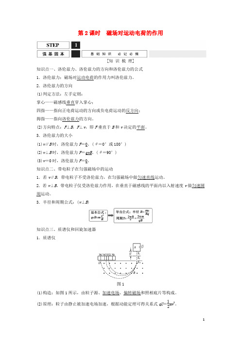 高考物理一轮复习 磁场对运动电荷的作用教案(含解析)