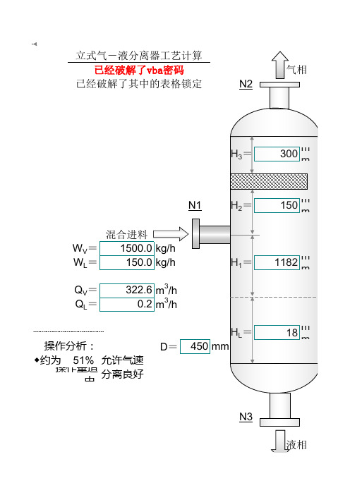 立式气液分离器设计算表